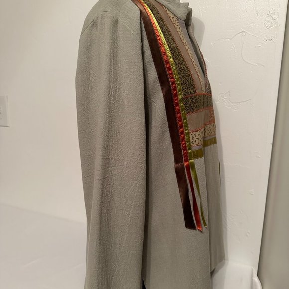 Bird Watchers Linen Pullover 3/4 Sleeve Top [WM Sz M] - Picture 2 of 9